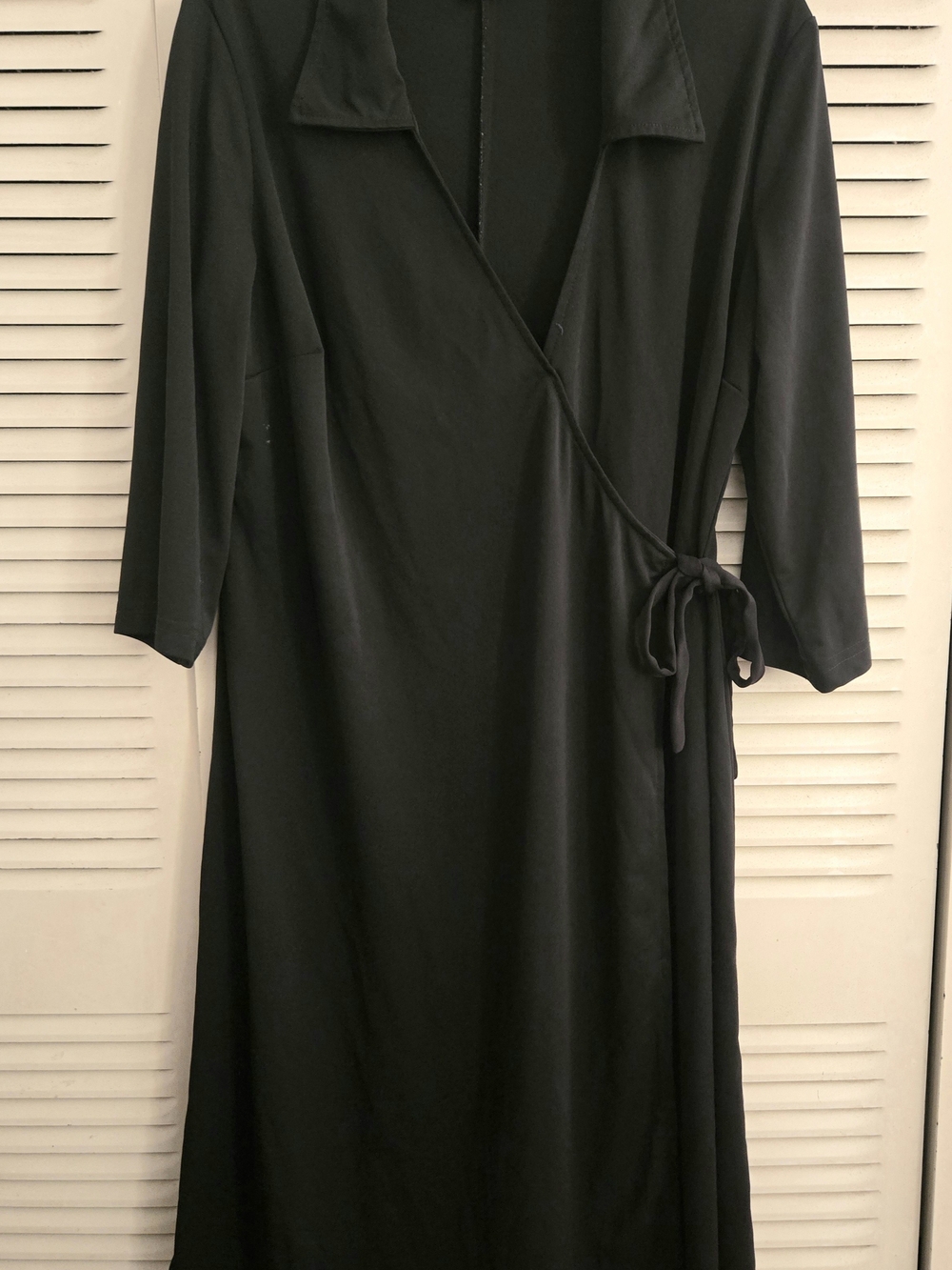 La Belle Black Long-Sleeve Wrap Dress